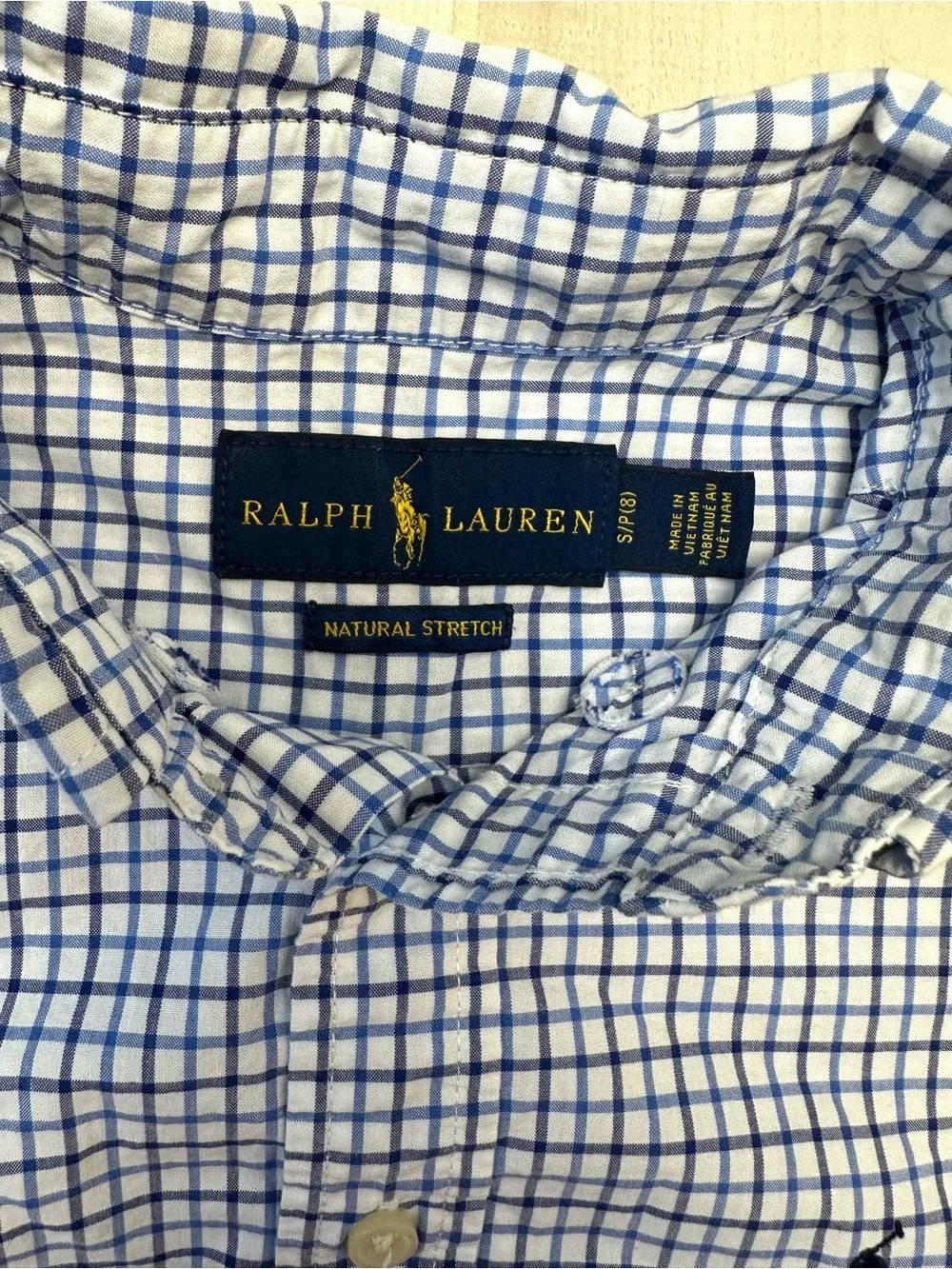 Ralph Lauren White and Blue Button-Down Dress Shirt
